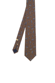 Cravatta in seta marrone con stampata vintage - Fumagalli 1891