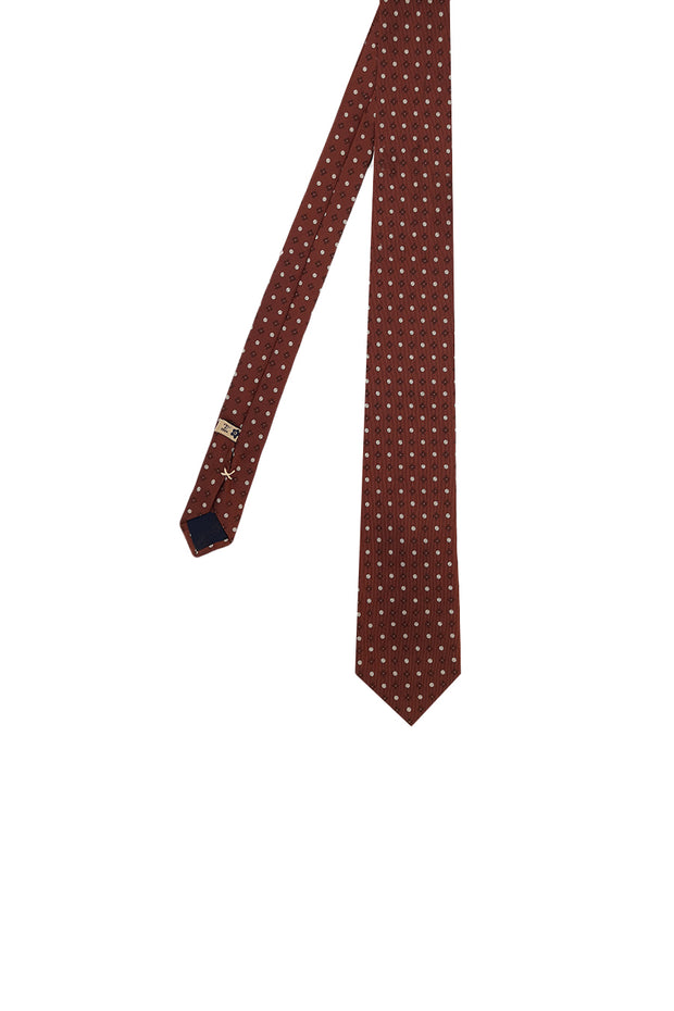 brown jacquard classic tie handmade