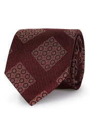 Luxury burgundy jacquard tie in pure silk