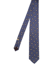 Blue jacquard classic paisley tie pure silk
