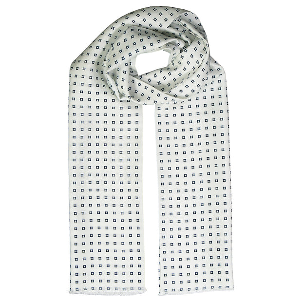 White silk scarf with classic print
