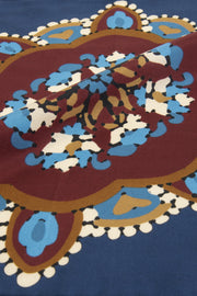 Fazzoletto blu in seta-cotone con stampa mandala