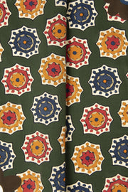 Fazzoletto verde in seta-cotone con design di medaglioni 