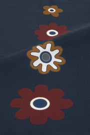 Fazzoletto blu in seta cotone con piccolo logo stampato