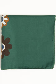 Fazzoletto verde in seta-cotone con stampa del logo
