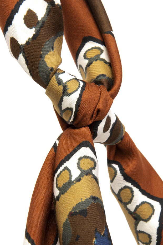 Orange Ultra Soft Silk & Cotton Medallion scarf 60