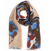Sand Brown Pure Italian Wool Abstract Scarf