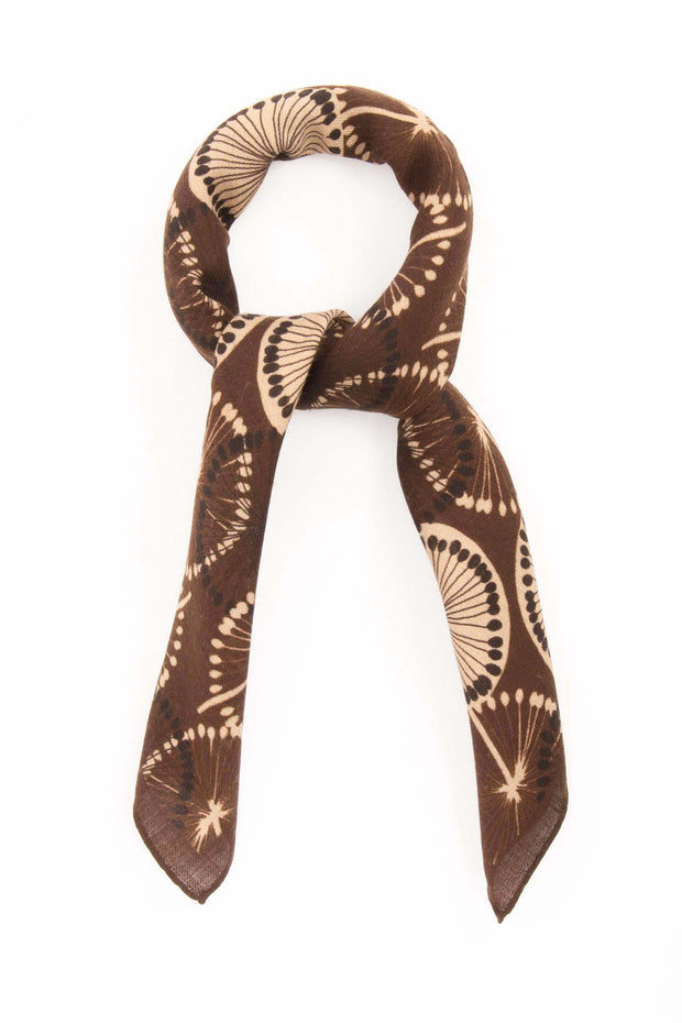 Brown pure wool Dandelion scarf 60