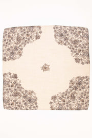 Bandana foulard in lana color crema con fiori e paisley