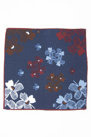 Fazzoletto blu in lana selezionata con design floreale 