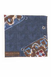 Blue Pure Italian Wool Vintage Pocket Square