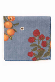 Light Blue Pure Italian Wool Tangerine Pocket Square