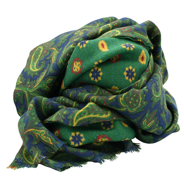 Double face scarf with paisley in cashmere and silk