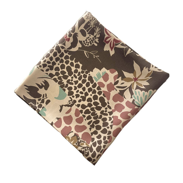 Brown graphic floral design silk scarf 90