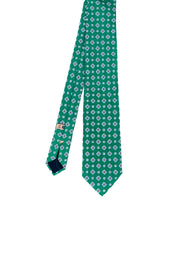 Cravatta stampata verde in seta con fantasia vintage - Fumagalli 1891