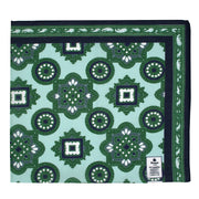 Bandana foulard d'archivio vintage verde e blu 