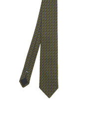 Green little dots pattern silk hand made tie