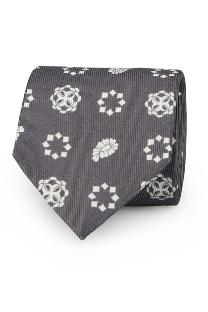 Black and Grey Patchwork Pure Silk Tie Art. P395