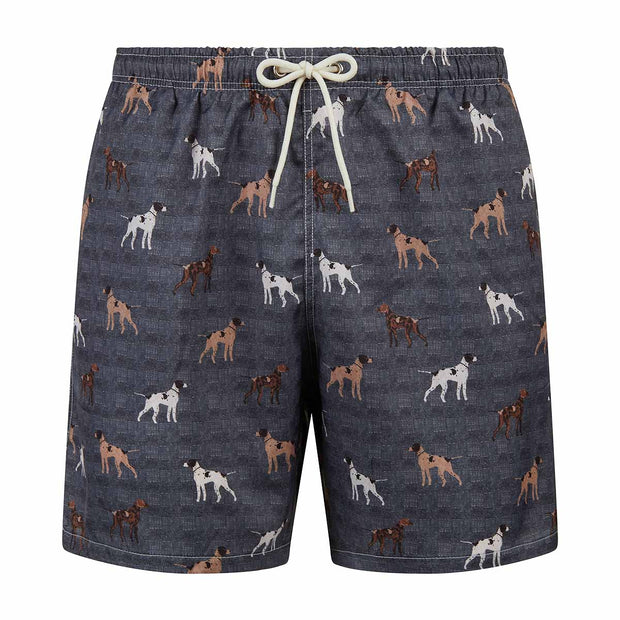 Grey dog patterned sustainable swimwear
