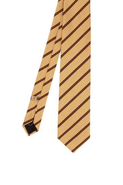 Yellow striped jacquard regimental hand made tie