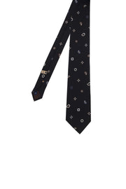 Black small paisley patterned jacquard tie