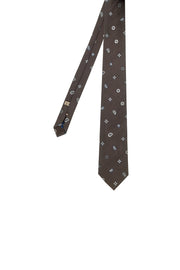 brown jacquard tie with small paisley