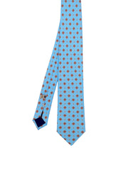 Light blue diamonds classic motif printed silk tie