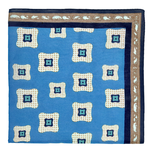 Light blue archive vintage neckerchief with retrò pattern