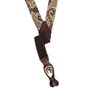 Luxury braces in beige silk and leather with paisley