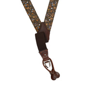 Luxury braces in brown silk and leather with liberty flowers