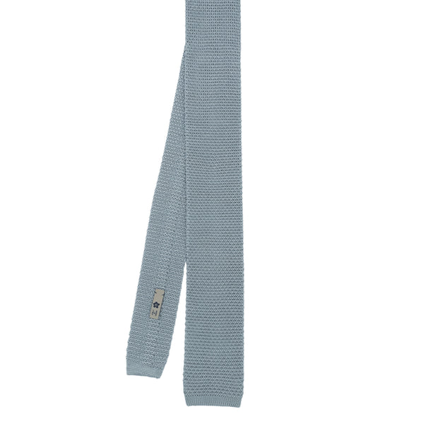 Pastel blue plain silk knitted tie