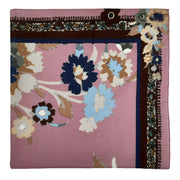 Bandana foulard d'archivio vintage rosa con fantasia fiori retrò 