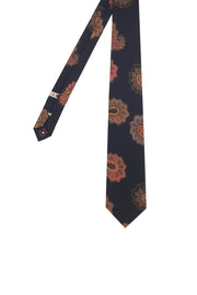 Cravatta stampata vintage d'archivio nera con paisley in pura seta - Fumagalli 1891