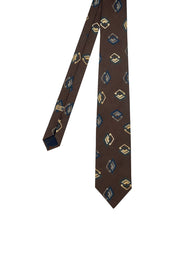 Cravatta stampata d'archivio vintage marrone - Fumagalli 1891