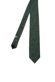 Cravatta stampata d'archivio vintage verde petrolio - Fumagalli 1891