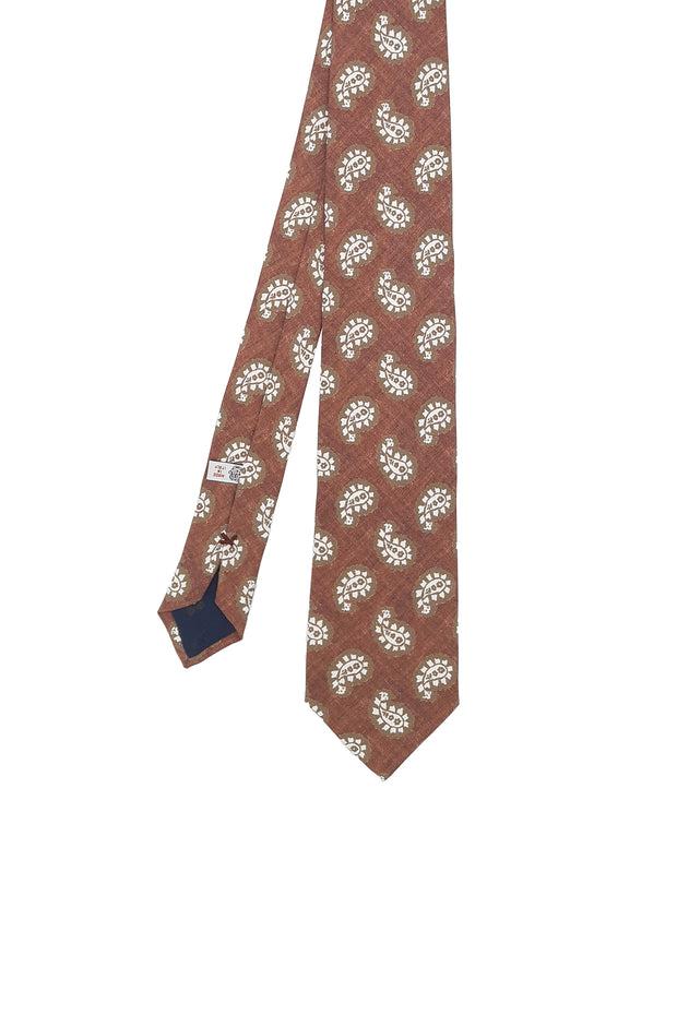Red tie printed melange effect with classic white paisley pattern
