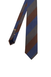 Regimental tie blue grey and brown