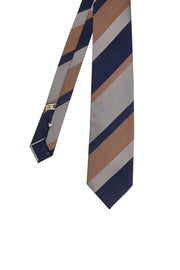 Cravatta d'archivio regimental blu grigio e marrone - Fumagalli 1891