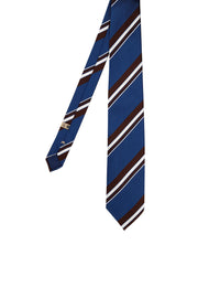 Regimental tie blue and brown unlined