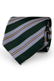 Regimantal tie in pure silk green and white