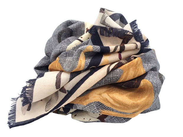 Vintage scarf grey and beige super soft - ALMA