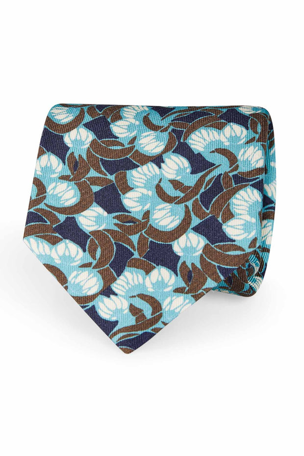 TOKYO - Blue, brown and light blue abstract design tie printed