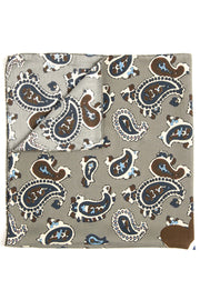 Bandana foulard grigio con stampa paisley in soffice seta e cotone