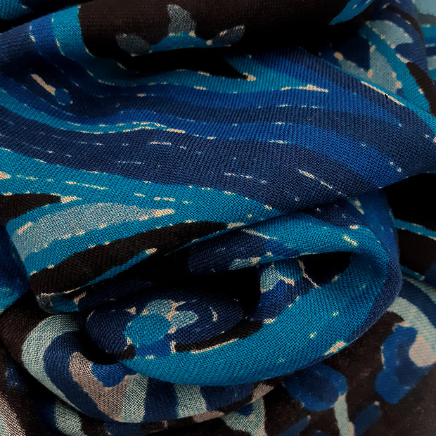 Vintage blue archive scarf with paisley super soft-PERVINCA