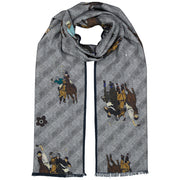 Vintage grey scarf with polo players