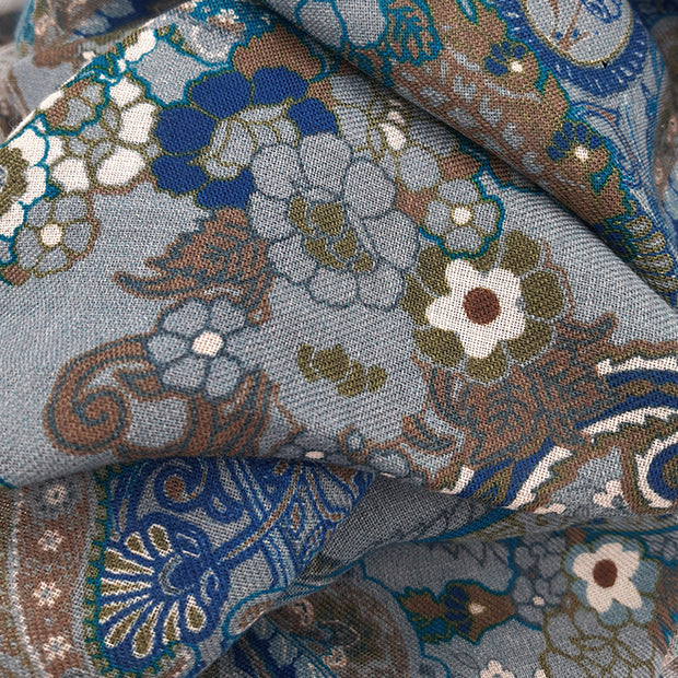 Vintage grey scarf with paisley super soft  -MADRID