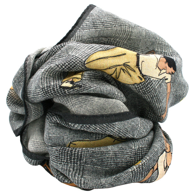 Vintage grey scarf with tennis player super soft - ALMA