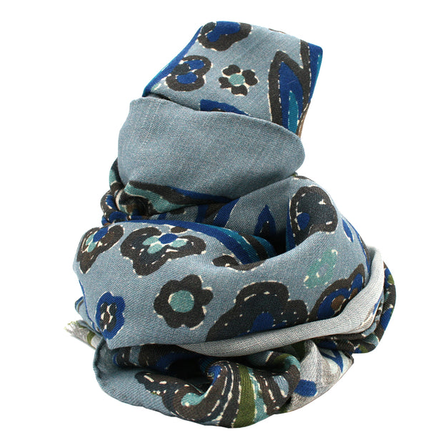Vintage light blue archive scarf paisley super soft - PERVINCA