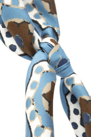 Bandana foulard azzurro in soffice seta e cotone con stampa medaglioni