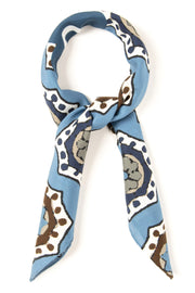 Light Blue Ultra Soft Silk & Cotton Medallion scarf 60